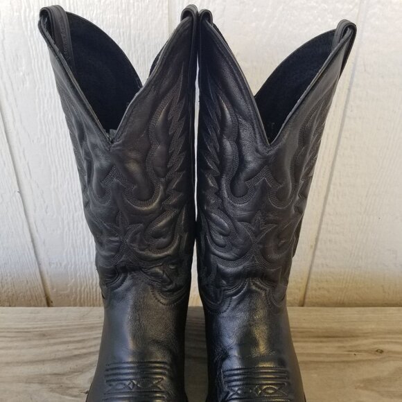 Abilene Top Grain Mens Black Leather Cowboy Western Boots 10 EE 6559 USA - Picture 10 of 13